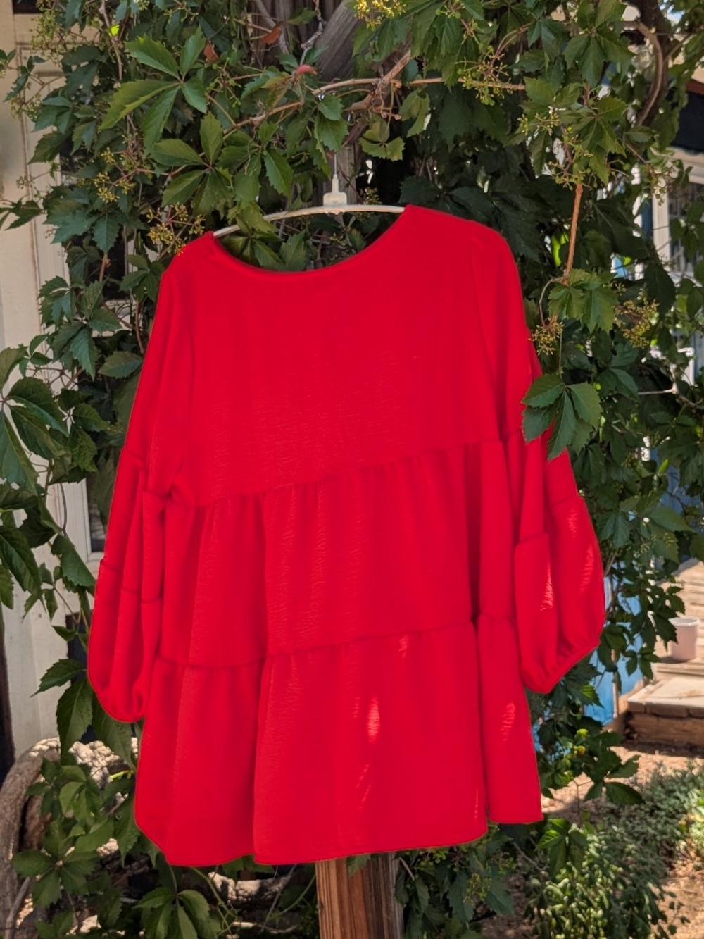 Never Worn Vibrant Red Balloon Sleeve Blouse
